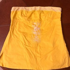 J crew yellow sleeveless top with white embroiderry